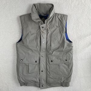 Hugo Valentino Vest Mens Small Jacket Flannel Lined Beige Zip Puffer Fishing